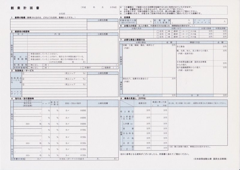 飲食店の事業計画書 開業計画書の書き方と記入例 飲食店開業 個人経営の小さなお店の始め方